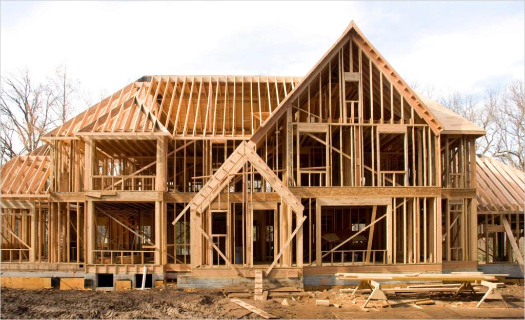 New single-family house under construction showing average cost to build a house in USA 2026
